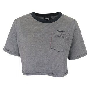 Stüssy Crop Top Size XS Black and White Streetwear Skate Grunge Surf